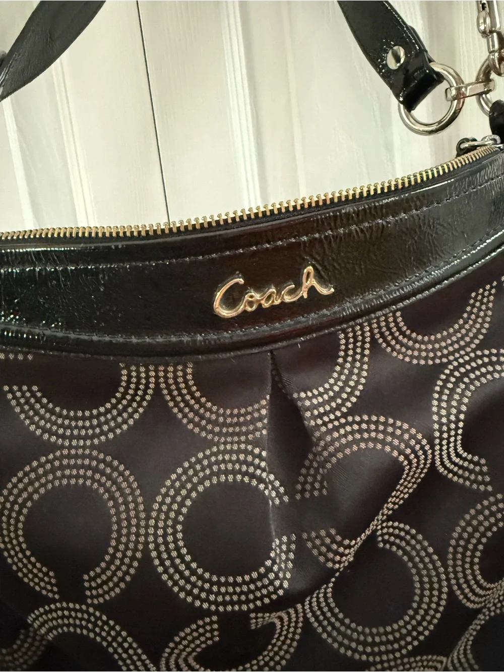 Coach Ashley Dotted Op Art Blk Sig C shoulder or crossbody bag - Picture 3 of 13